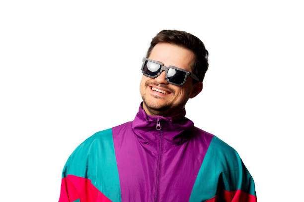 istock Style man in tracksuit and sunglasses on white background 1284619590