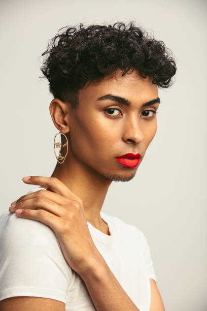 istock Transgender male with make staring at camera 1284619832