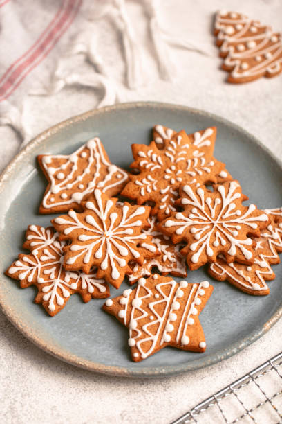istock Christmas cookies on plate. Top view. 1284622416