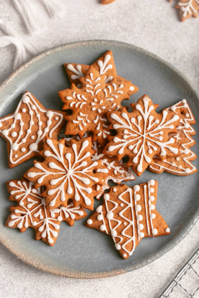 istock Christmas cookies on plate. Top view. 1284622420