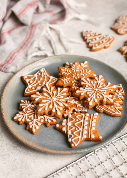 istock Christmas cookies on plate. Top view. 1284622422