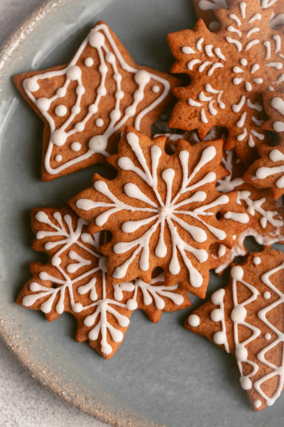 istock Christmas cookies on plate. Top view. 1284622425