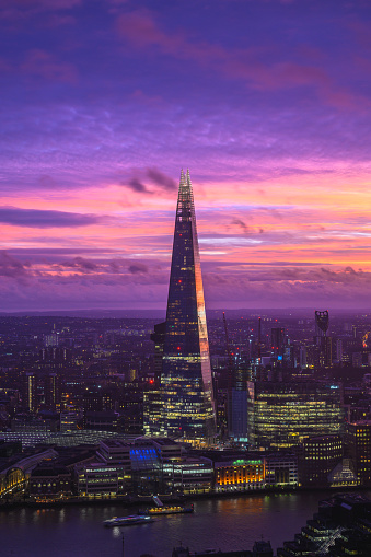 The London Skyline at Sunset, looking towards The Shard