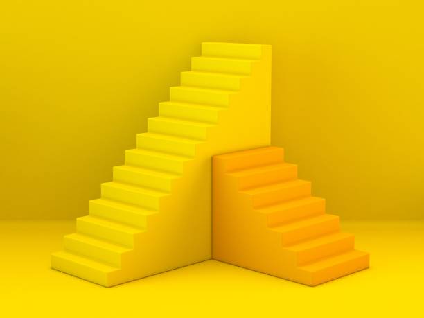 istock Yellow and orange abstract stairs 3D 1284629941
