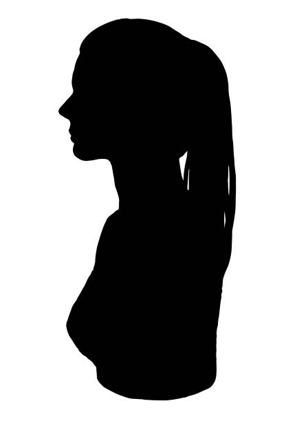 istock Hand drawn graphic vector image. Beautiful girl profile silhouette illustration. Woman head isolated on white. Sketch of people. Element for poster, prints, card, sticker, fabric etc. 1284631129