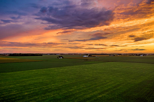 Colorful Rural Sunset stock photo