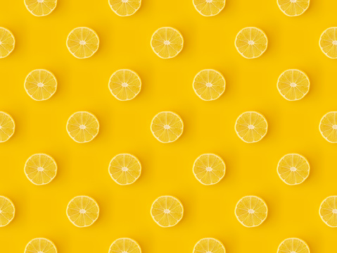 Seamless repetitive Lemon slice pattern on yellow background