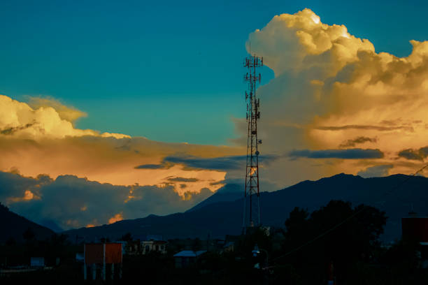 panoramic landscape of clouds and Quetzaltenango mountain