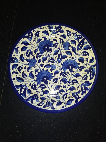 Blue pottery traditional plate  made in multan pakistan
