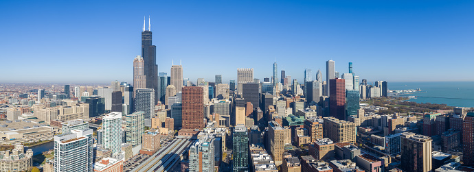 Aerial Panorama of Chicago Cityscape