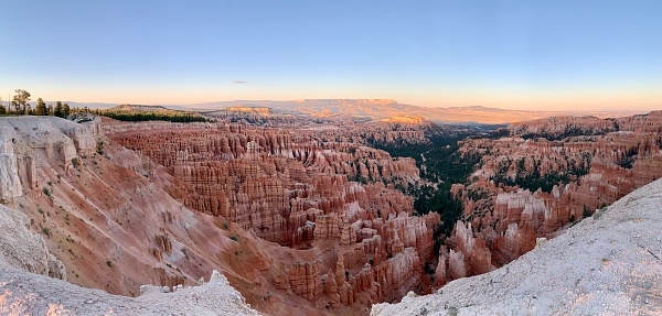 Panoramic View of Pinnacles and Spires of Bryce Canyon National Park in Utah, USA.