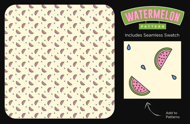 Vector illustration of Fun and Simple Seamless Watermelon Pattern or Texture for Newborn Textile Fashion and Cards on Beige Background