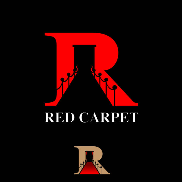 R letter Red carpet symbol concept R letter Red carpet symbol concept vector runway condition stock illustrations