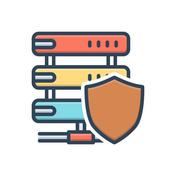 Sever shield Icon for sever shield, safeguard, aegis, escutcheon, bulwark, network, organization, cyber, internet, collaboration aegis stock illustrations
