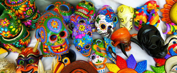 istock Souvenir masks as skulls and devils from Ecuador 1284653831