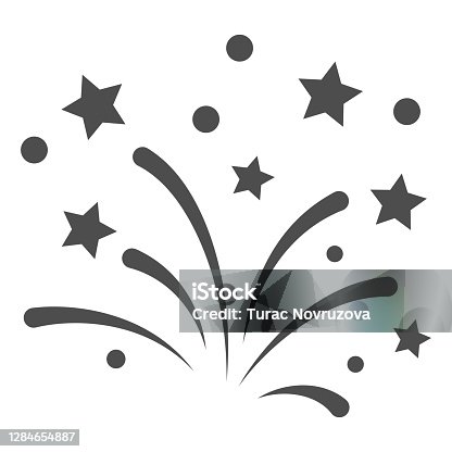 istock New Year fireworks line icon, New Year concept, Festive salute sign on white background, Celebratory fireworks icon in outline style for mobile and web design. Vector graphics. 1284654887
