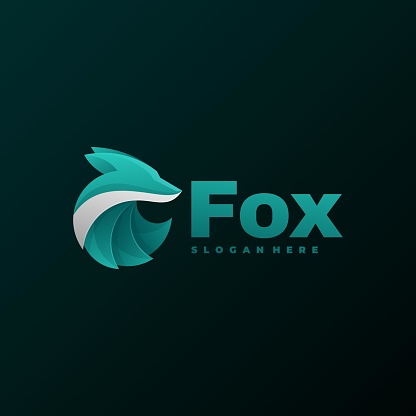 Vector Illustration Fox Gradient Colorful Style.