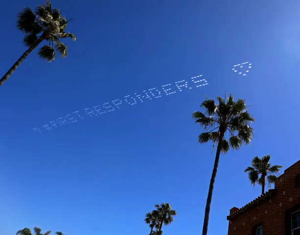 Photo of Skywriting during covid-19 pandemic lockdown, first responders