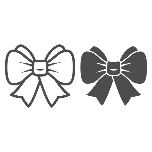 ilustraciones, imágenes clip art, dibujos animados e iconos de stock de línea de arco festivo e icono sólido, concepto de año nuevo, signo de arco de navidad sobre fondo blanco, icono ribbon bow en estilo de esquema para concepto móvil y diseño web. gráficos vectoriales. - ribbon satin red isolated