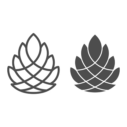 Pine cone line and solid icon, New Year concept, Pinecone sign on white background, Cedar cone icon in outline style for mobile concept and web design. Vector graphics
