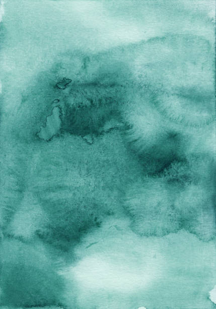 istock Watercolor liquid deep sea green and white background texture. Aquarelle abstract emerald backdrop. 1284662067