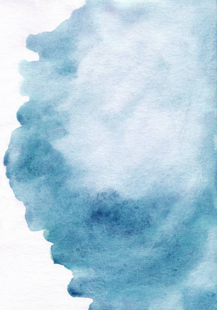 istock Watercolor blue spot on white background texture. Stains on paper, hand painted 1284662078