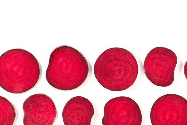 istock Beet, shot from the top on a white background with a place for text, a flat lay 1284663276