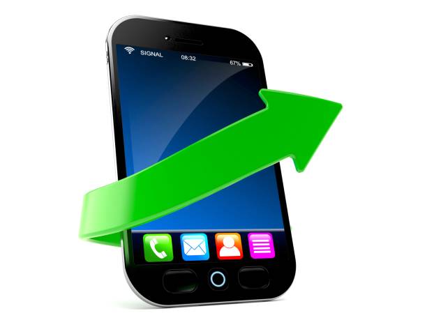 istock Smart phone with green arrow 1284667040