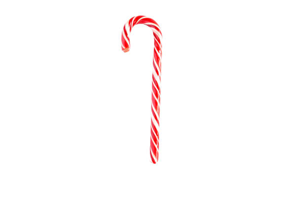 istock Christmas candy-Santa's striped cane on a white background, isolate. Close up. Christmas, new year. 1284669211