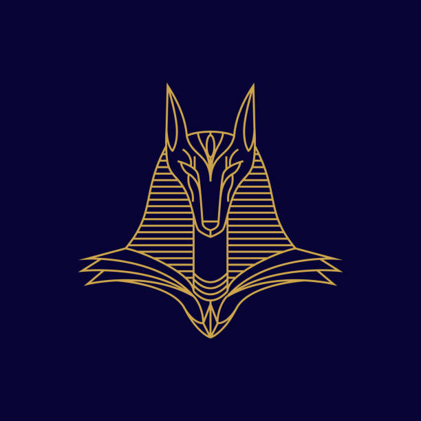 vintage golden thin line egyptian god of underworld anubis vector icon editable vector icon of a vintage golden thin line egyptian god of underworld anubis. jackals stock illustrations