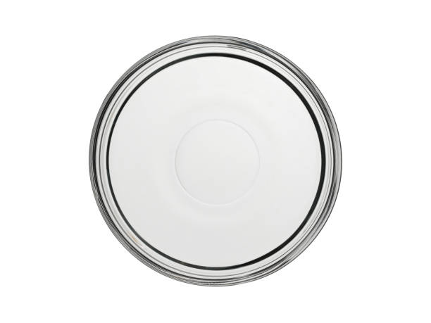 istock Empty glass plate, gravy bowl. Isolated on a white background close-up, top view 1284673674