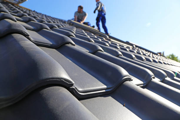 istock Roofing work, new covering of a tiled roof 1284674558