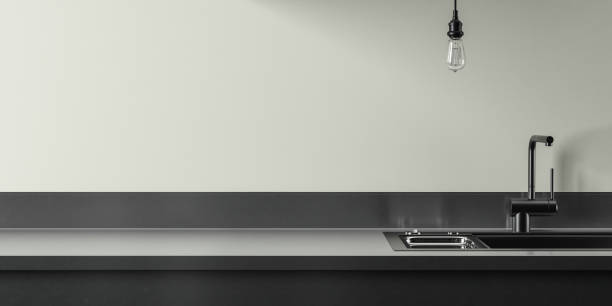 istock Close up of a worktop of a modern sink 1284680331