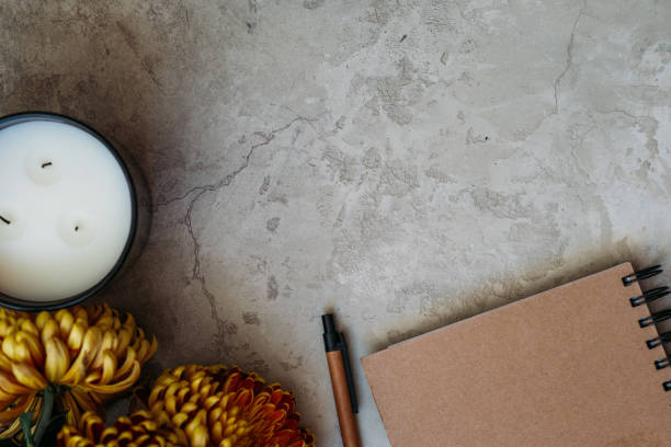 istock Flat lay of objects from a creative feminine desk with copy space 1284684113