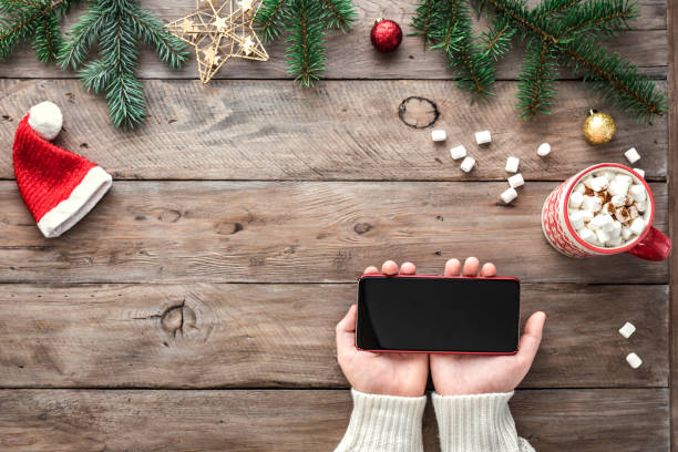istock Christmas concept with smartphone 1284685498
