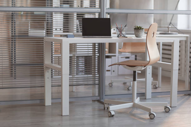 istock Workplace with laptop at home 1284685715