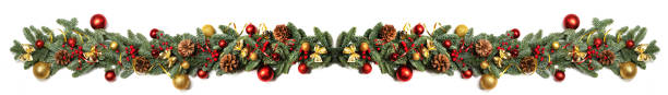 diseño de la frontera de año nuevo y navidad - christmas decoration fotografías e imágenes de stock