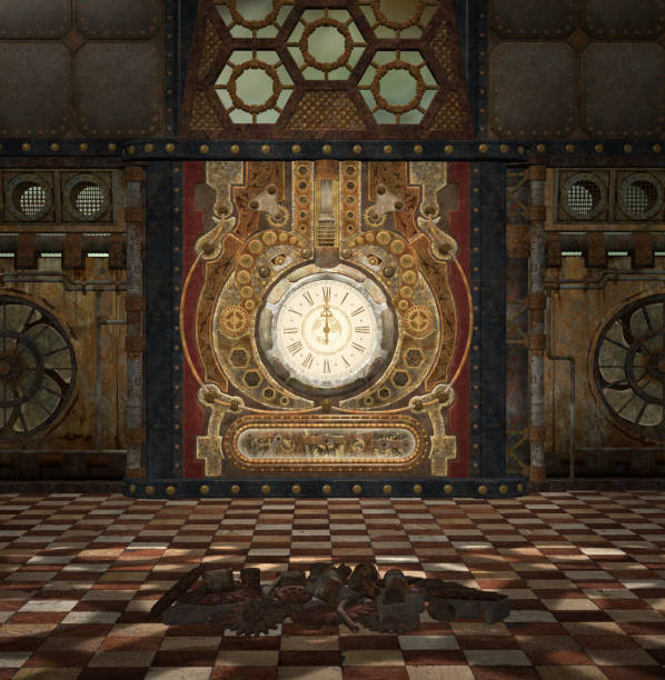 istock Dark steampunk room of time 1284689012