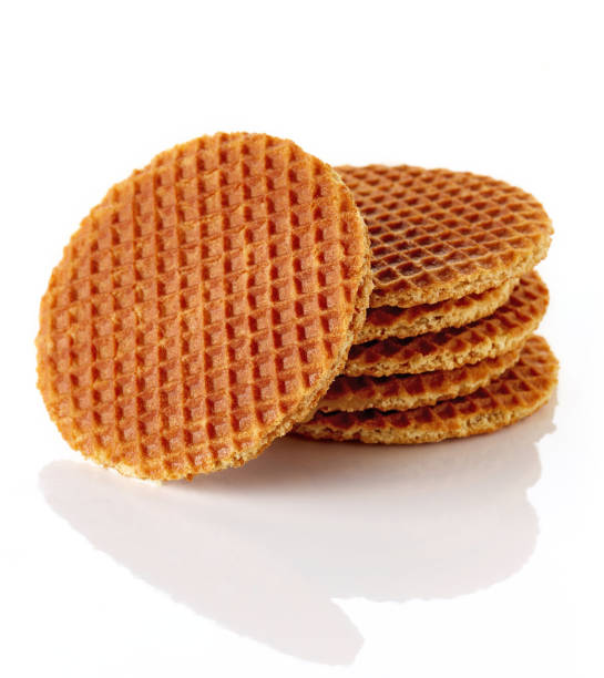 istock Dutch caramel waffle sisolated on white background 1284699711