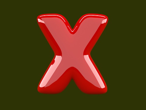 Letter X written with a red balloon