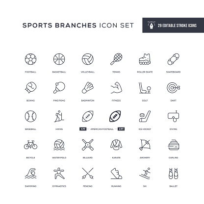 29 Sports Branches Icons - Sports Branches icon set is prepared by creating the icons of the most common 