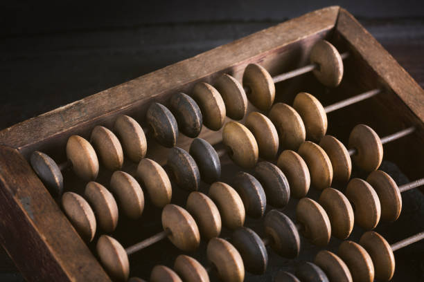 istock Vintage old accounting wooden abacus. Close up. Toned image 1284705064