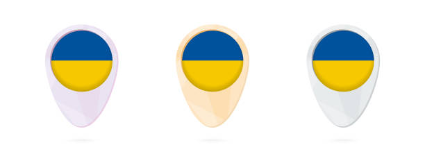 istock Map markers with flag of Ukraine, 3 color versions. 1284710418
