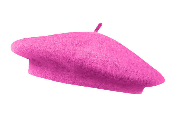 istock Pink french cap beret side view isolated on white 1284712887