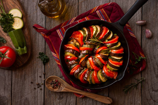 istock Cooked vegetable ratatouille, traditional french vegetable dish 1284713096
