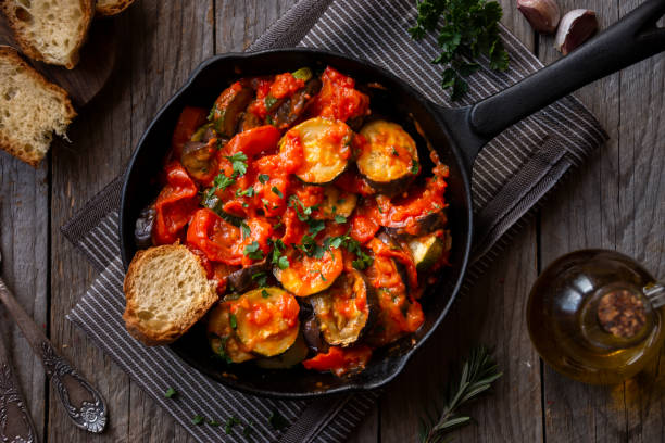istock Cooked vegetable ratatouille, traditional french vegetable dish 1284713126