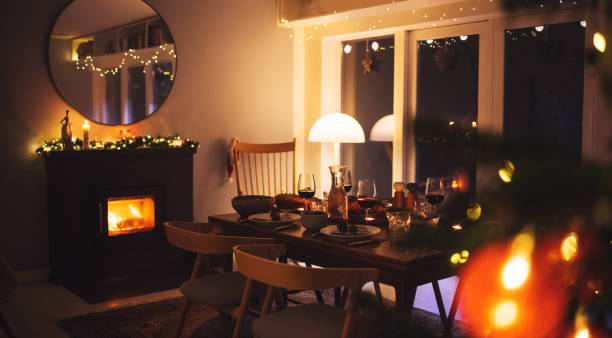 istock Scandinavian home decorated for Christmas celebration 1284713220