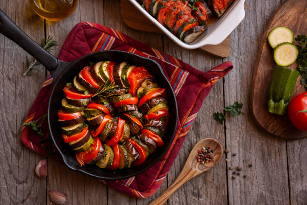 istock Cooked vegetable ratatouille, traditional french vegetable dish 1284714338