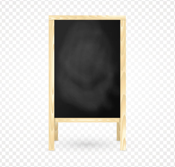 ilustraciones, imágenes clip art, dibujos animados e iconos de stock de pizarra de marco de madera en blanco, menú de pizarra aislada. a-frame tablero negro para cafetería y restaurante. plantilla de fondo para publicidad al aire libre. ilustración vectorial. - bannerfishes