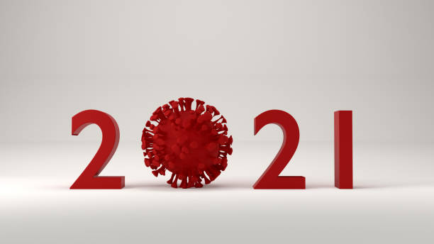 istock 2021 Christmas Card with Covid-19 Coronavirus on White 1284721789